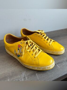 Bally Yellow Leather Low-Top Sneakers